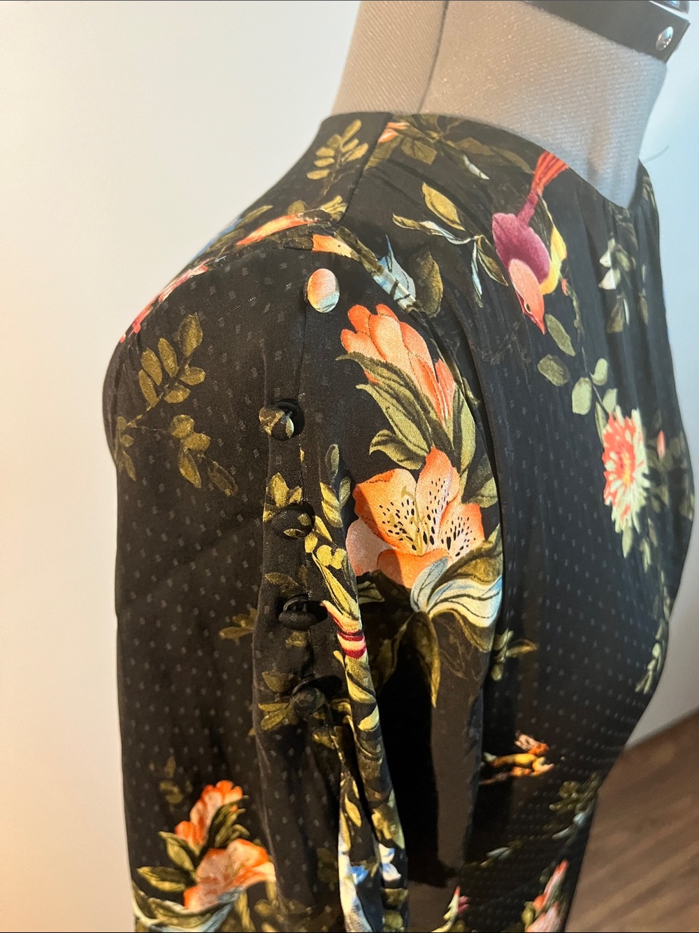 H&M Black Floral Midi Dress with Multicolor Blooms - Picture 4 of 9